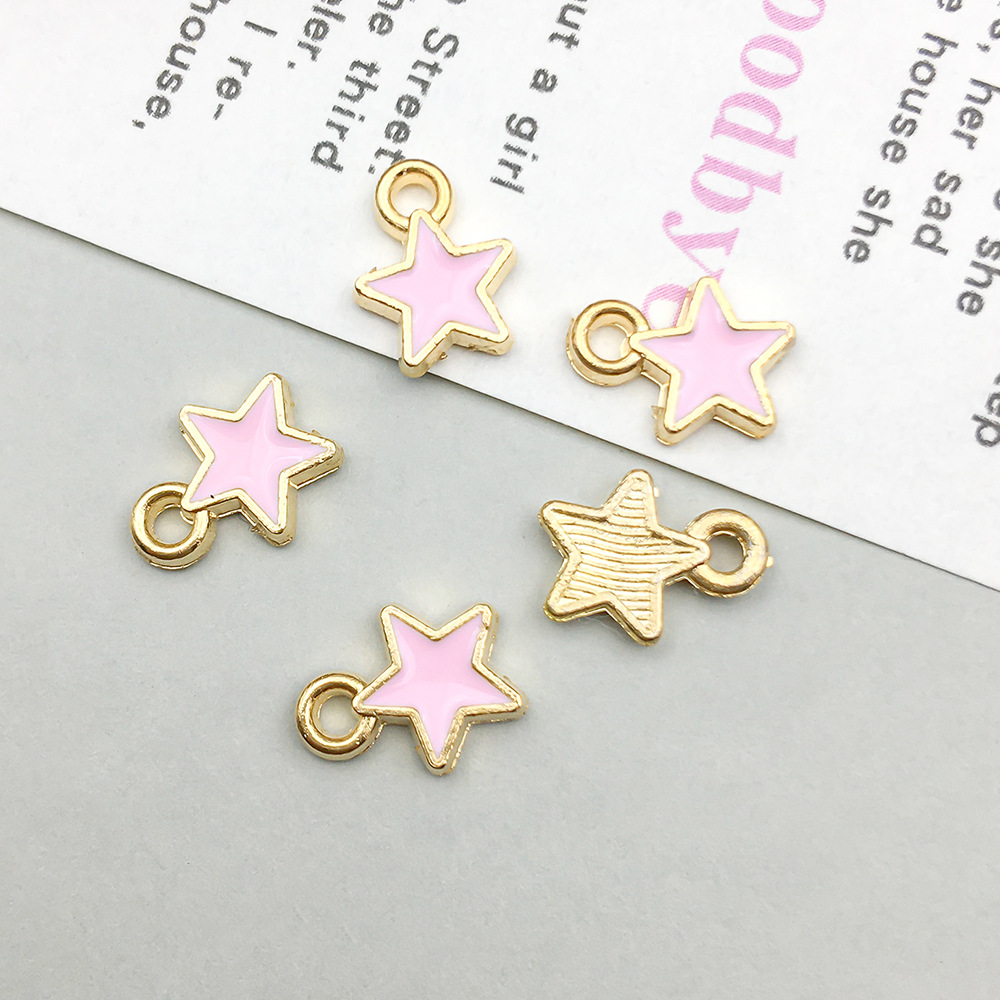 1 pink dripping oil small five-pointed star 7*8mm-0.2g-12025