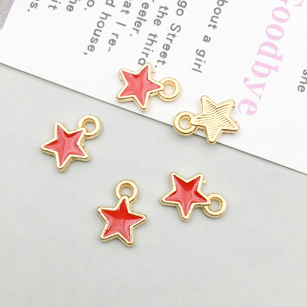 1 red dripping oil small five-pointed star 7*8mm-0.2g-12028