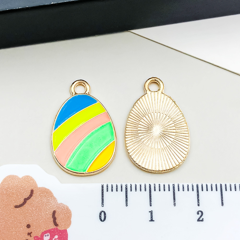 1 colorful oil dripping easter striped easter egg 14*22mm-1.4g-15145