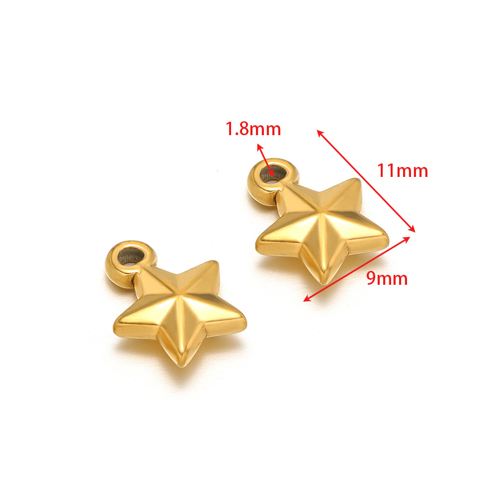 9*11mm small five-pointed star inner 1.8mm single hole gold