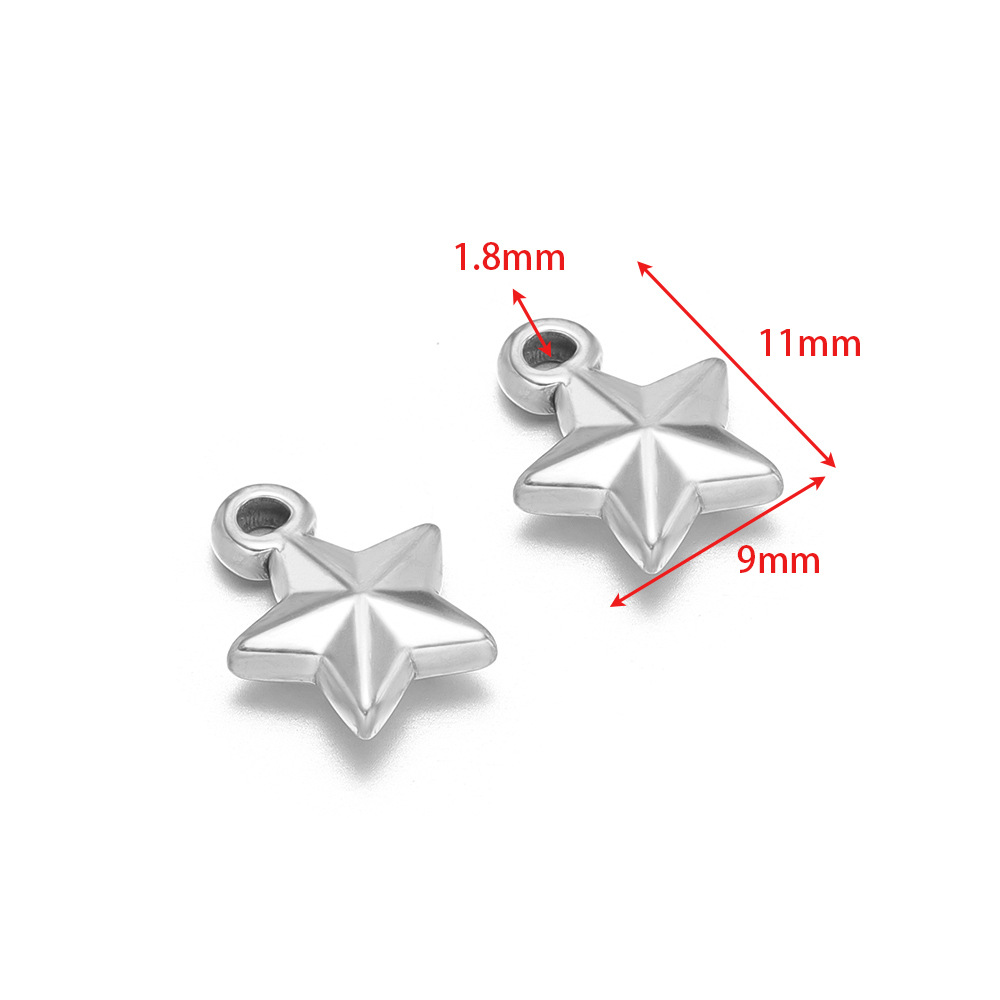 9*11mm small five-pointed star inner 1.8mm single hole steel color