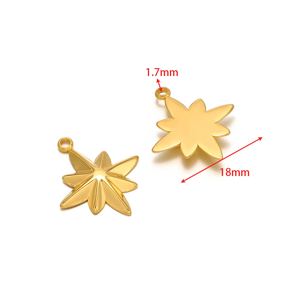 18mm wide eight-pointed star 1.7mm single hole gold