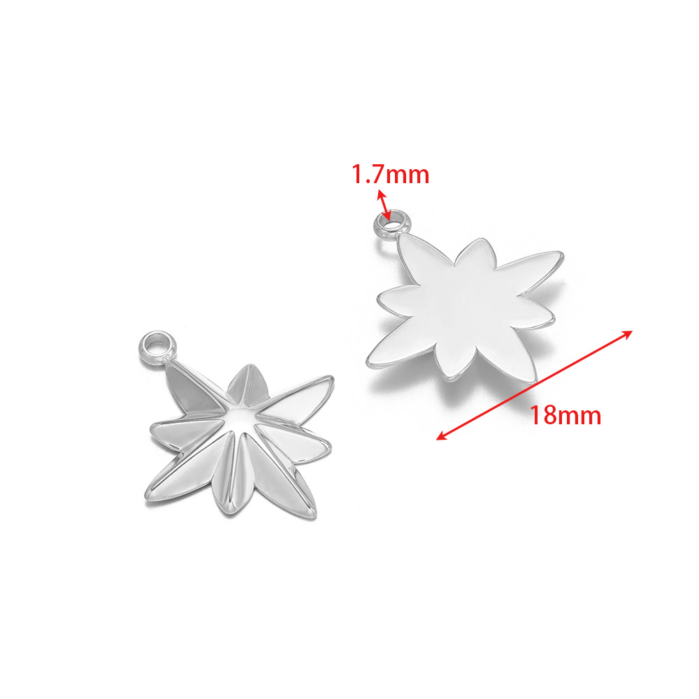 18mm wide eight-pointed star 1.7mm single hole steel color