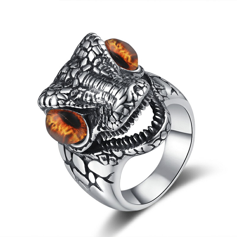 Titanium steel dinosaur ring brown