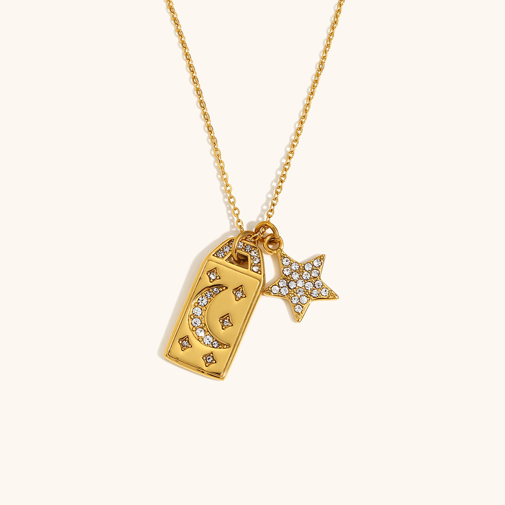 Square star pendant necklace-gold