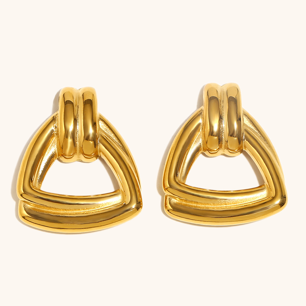 Triangular stud earrings-gold