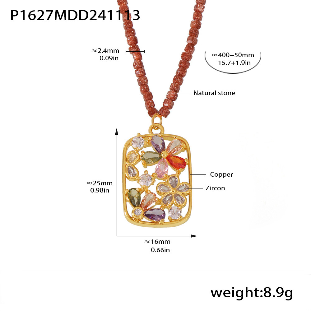 P1627-red natural stone necklace