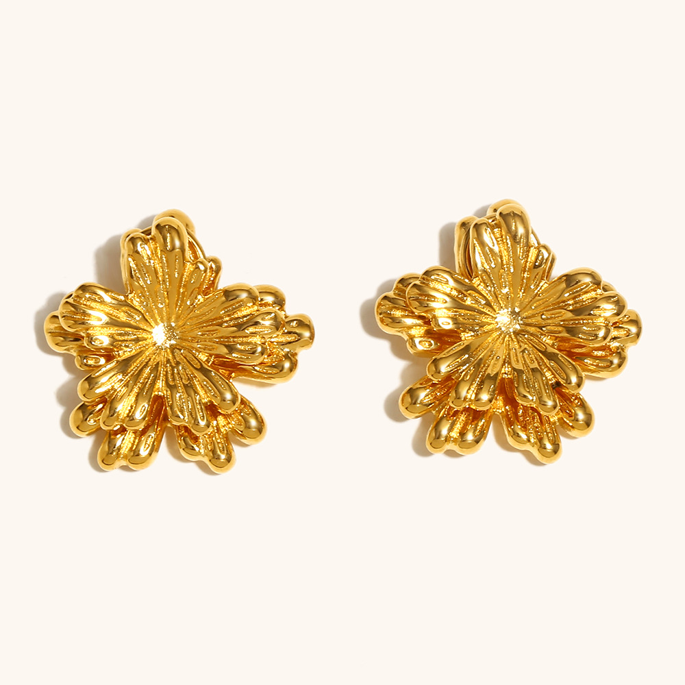 Medieval vintage double layer leaf earrings-gold