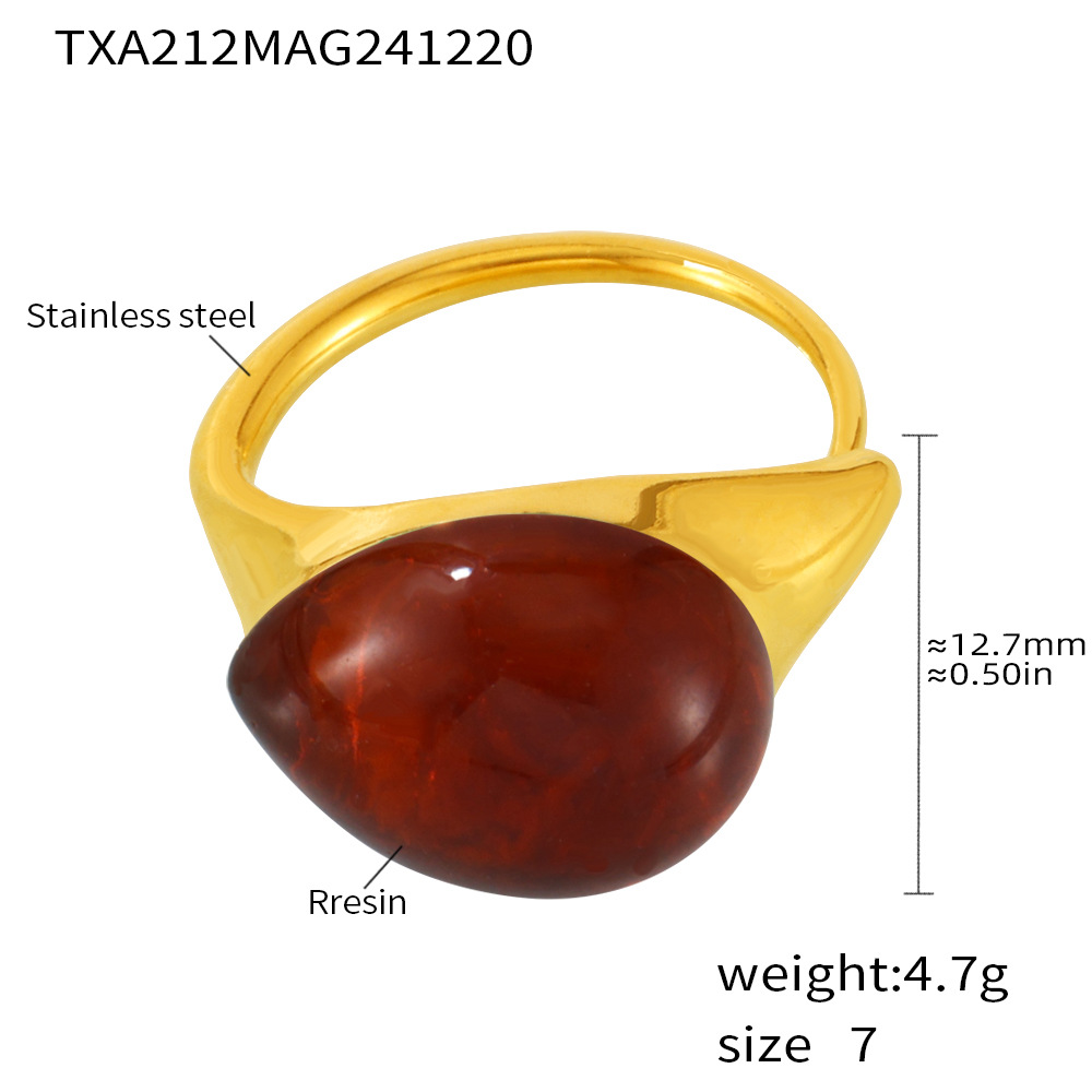 Txa212-dark red resin ring-no. 7