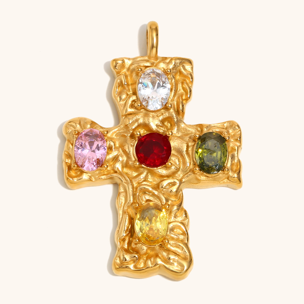 Cross pendant-gold-colored diamond