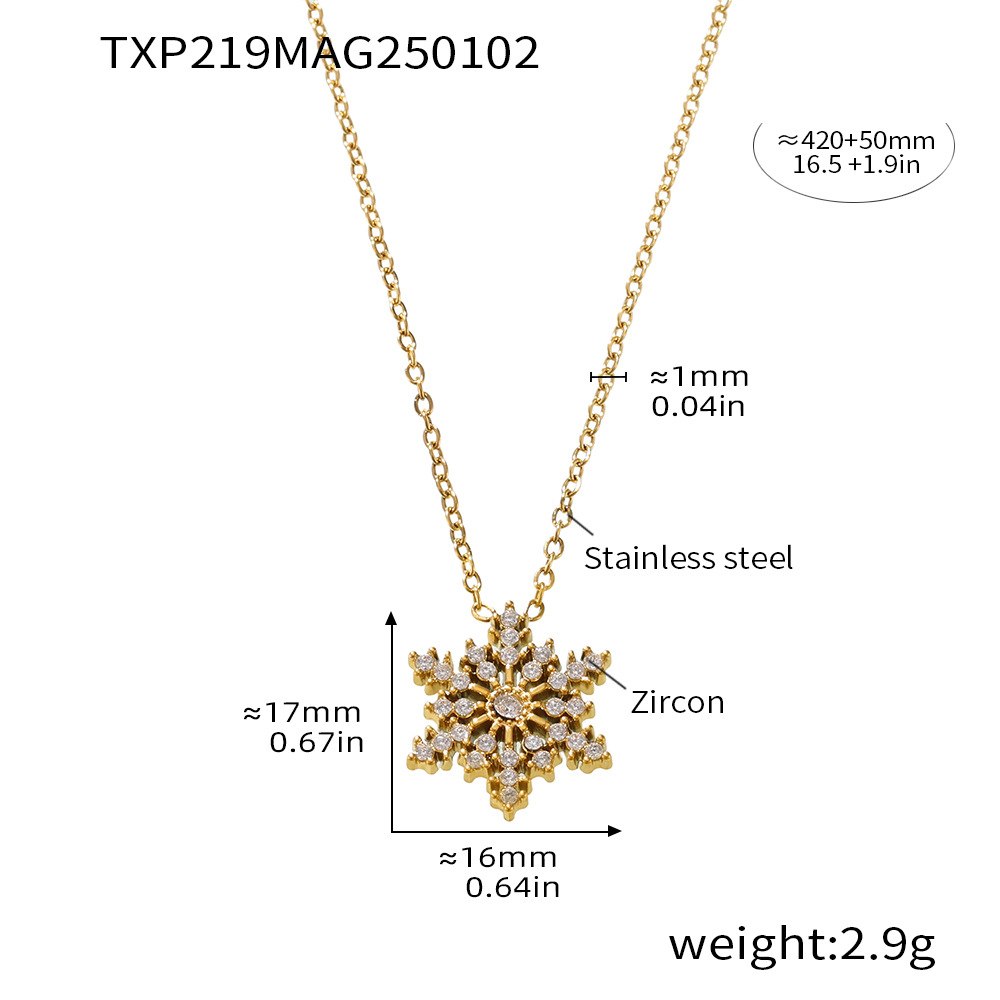 Txp219-golden snowflake zircon necklace