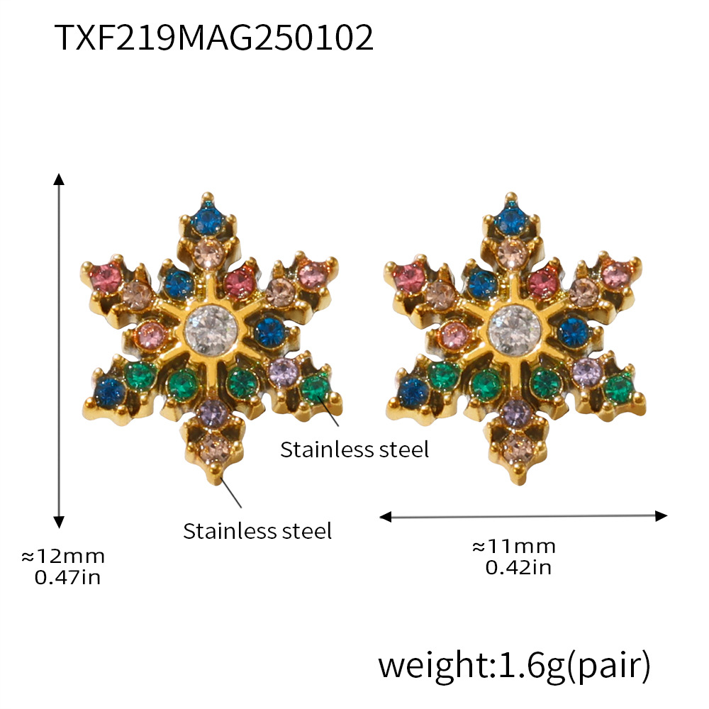 Txf219-gold mixed color zircon earrings