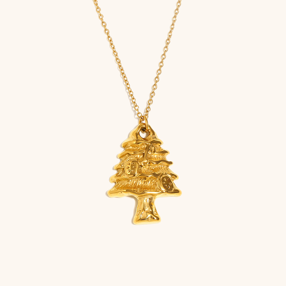 Christmas tree pendant necklace-gold