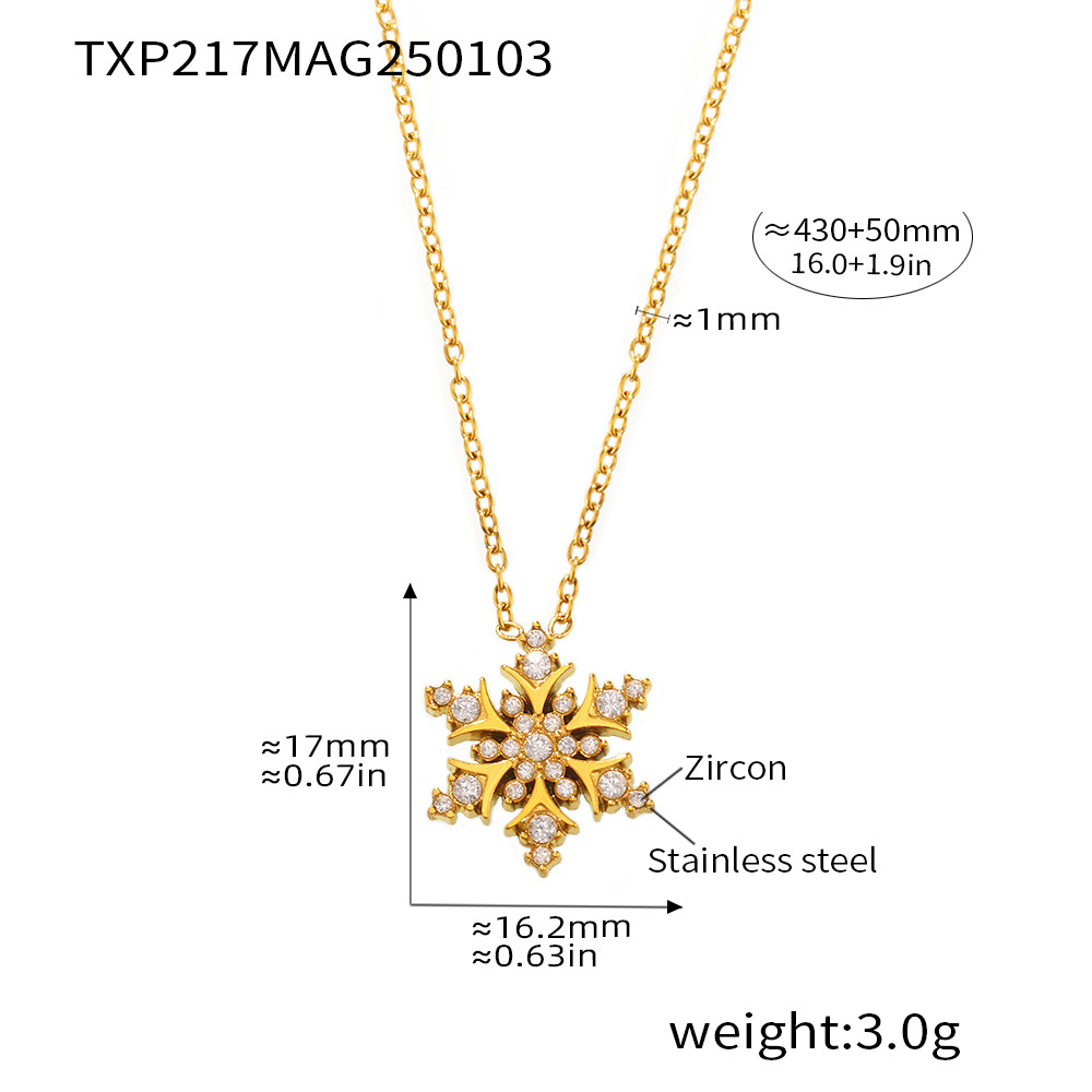 Txp217-golden snowflake zircon necklace