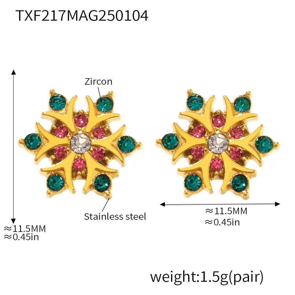 Txf217-gold mixed color zircon earrings