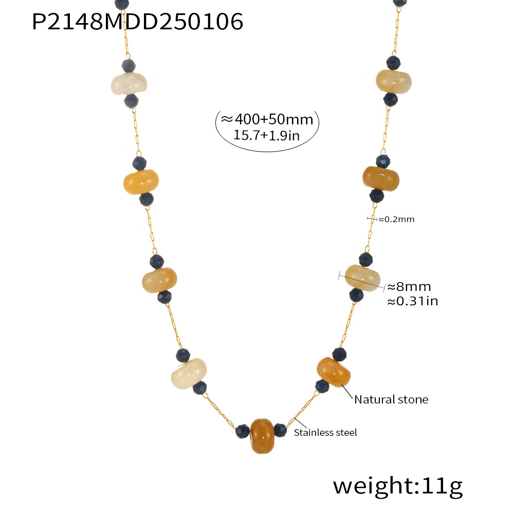 P2148-黄色天然石项链