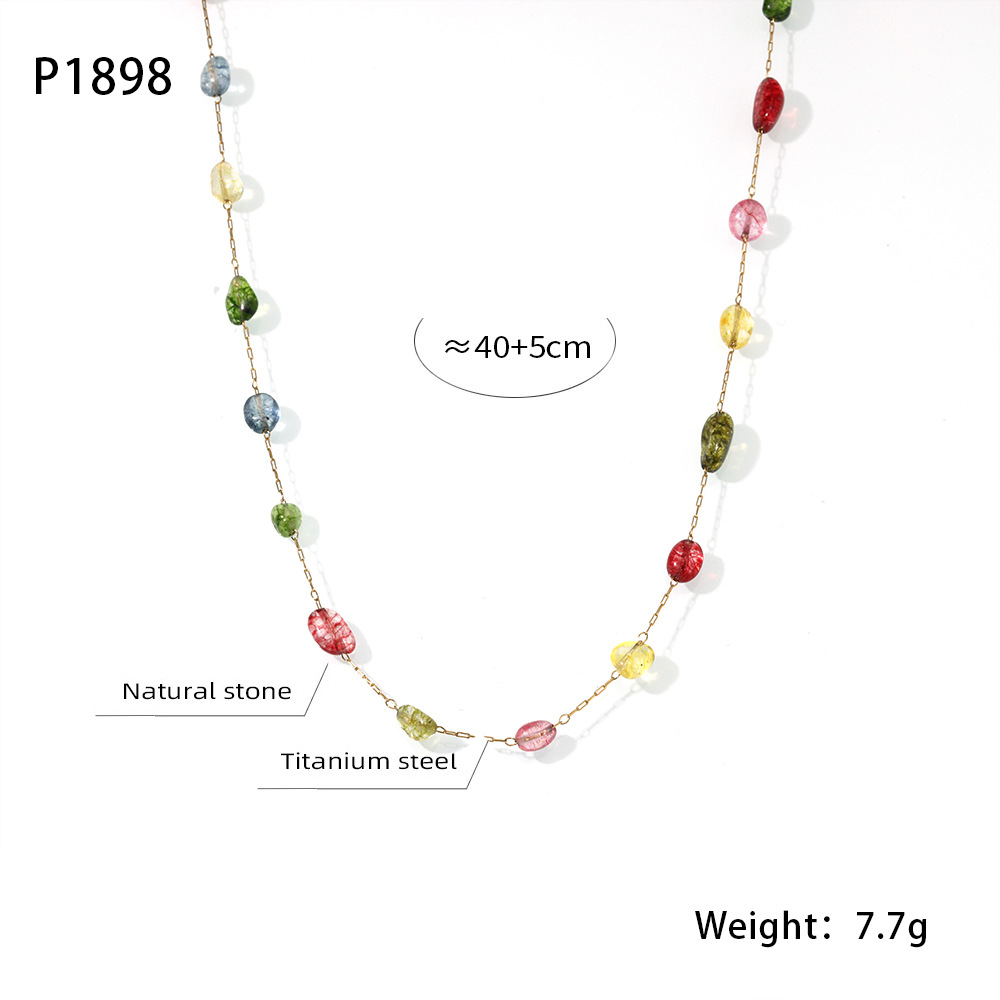 P1898-natural stone colorful necklace-40 5cm