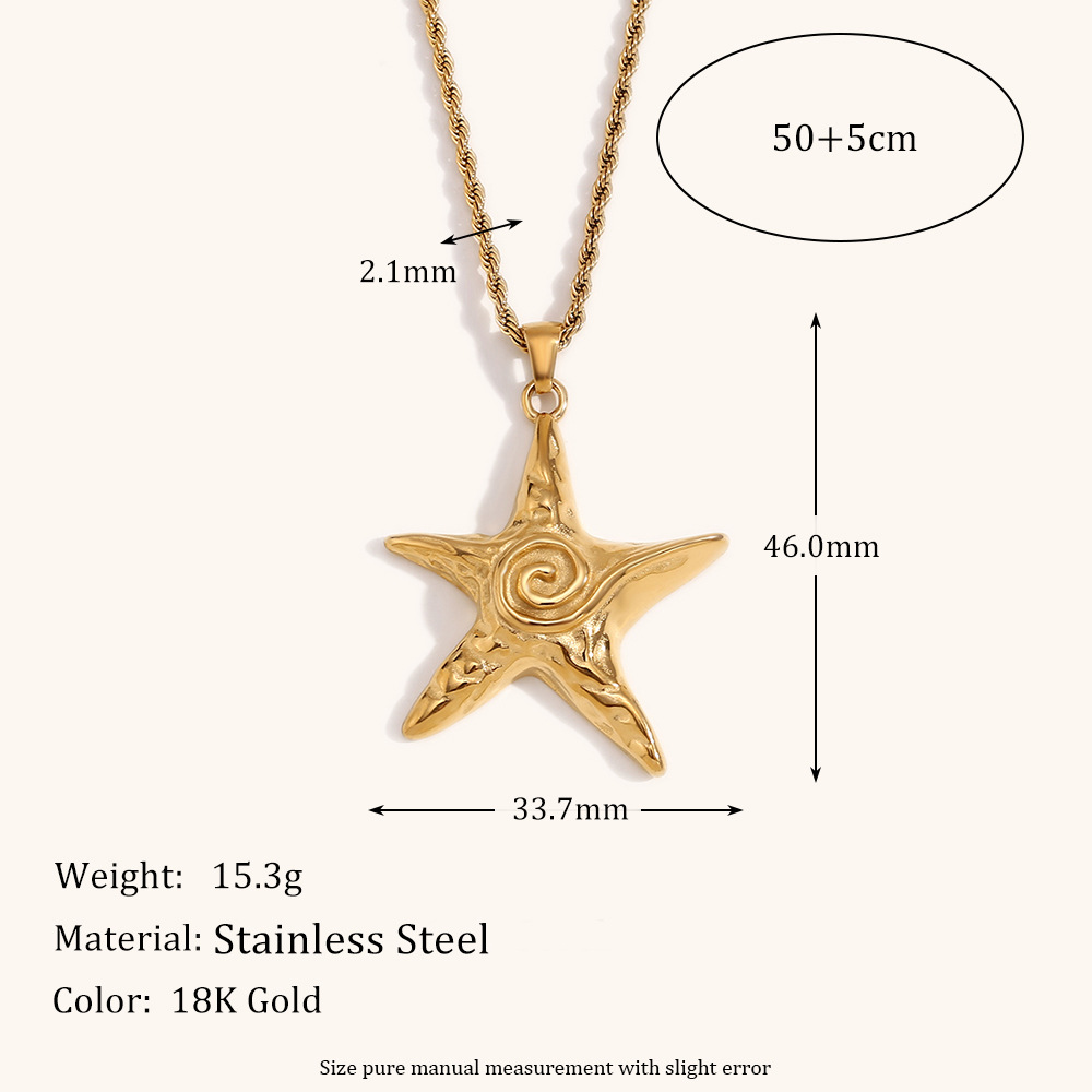 Starfish twist chain necklace-gold