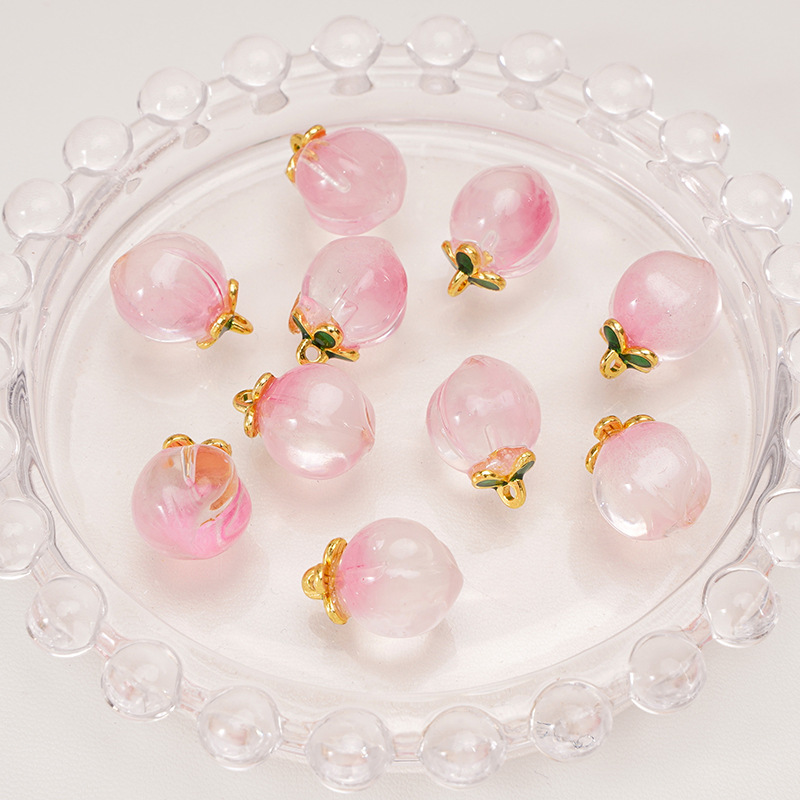 Peach about 13x17mm transparent light pink 2 pcs/pack