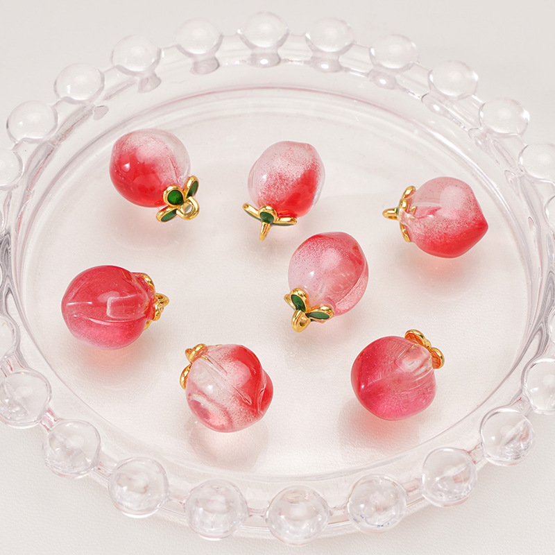 Peach about 13x17mm transparent red 2 pcs/pack