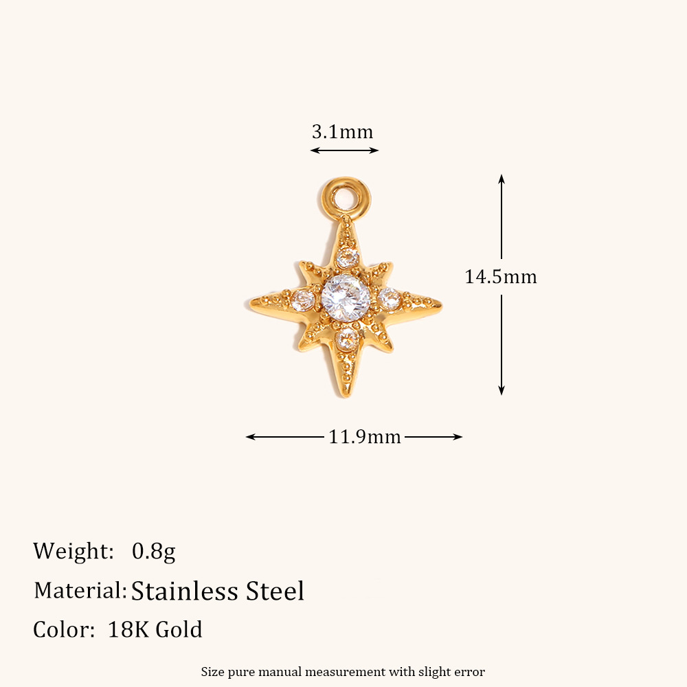 White zirconium eight star pendant-gold