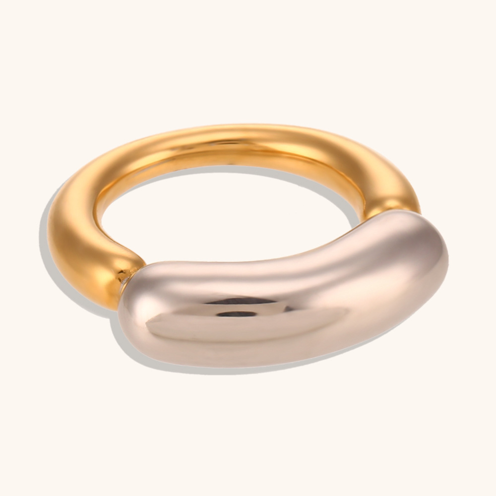 Casting creative thick line smile ring-two-color