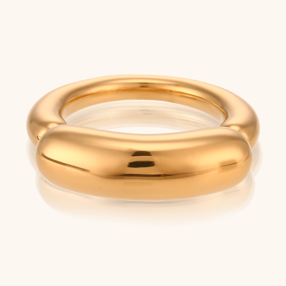 Casting creative thick line smile ring-Gold