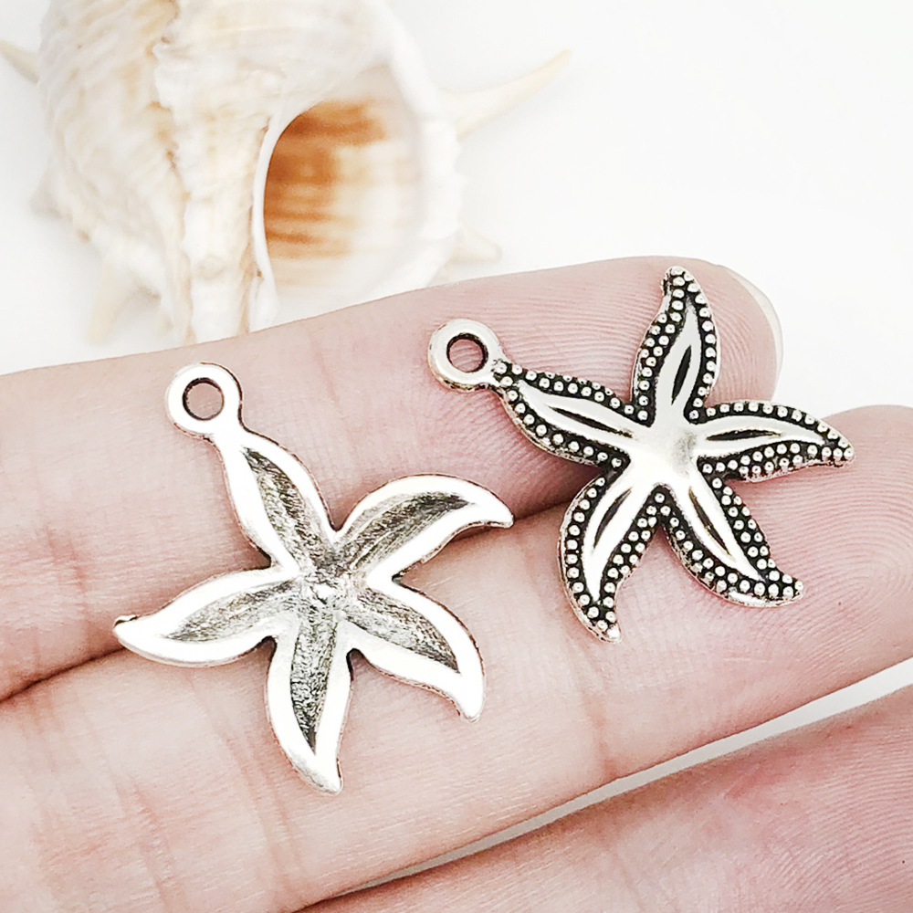 1 antique silver starfish 23×25mm-5335-1.7g