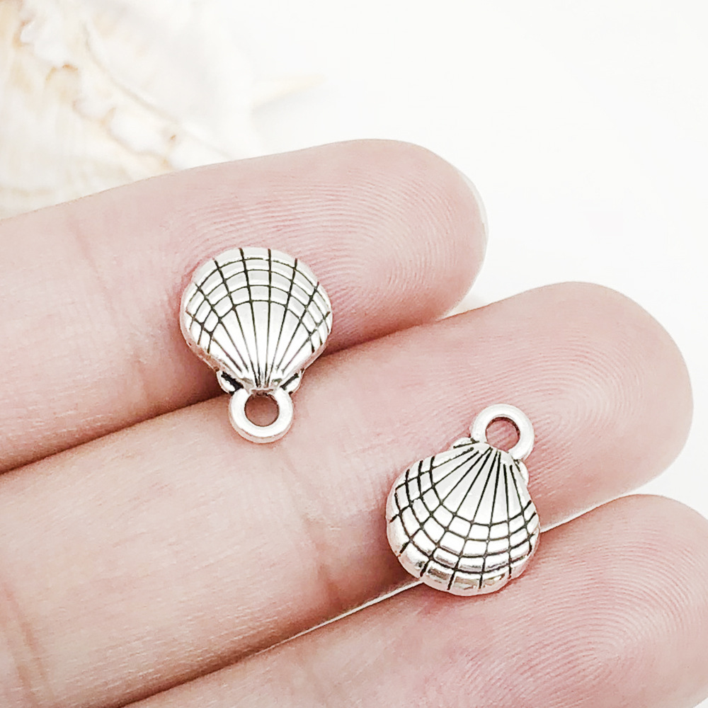 1 antiquesilver ocean shell 10x13mm-9042-1.1g