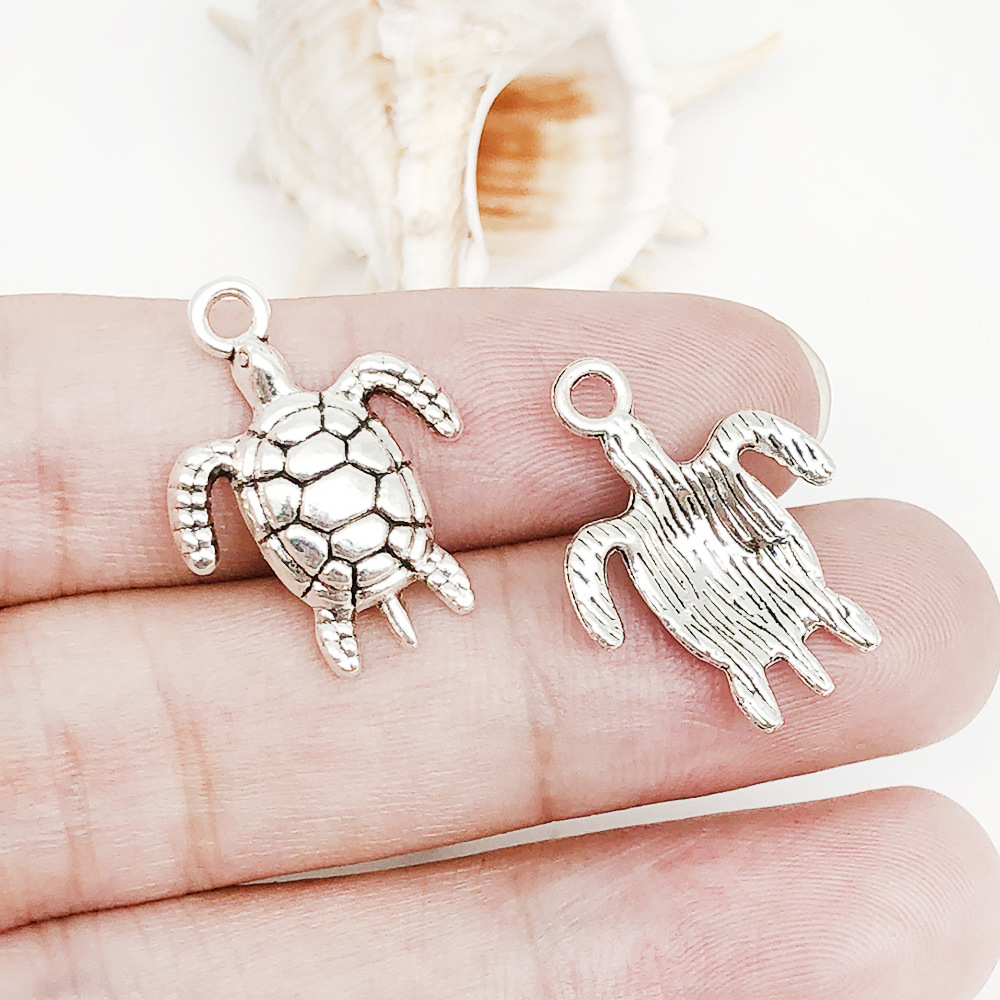 1 antique silver ocean turtle turtle 17x23mm-11248-1.7g