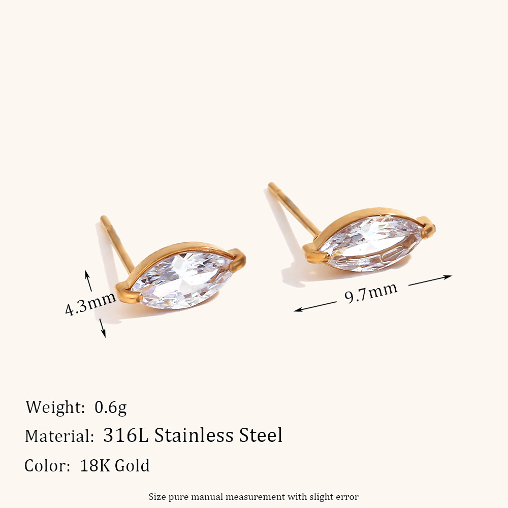 Mini zircon horse eye stud earrings-Gold