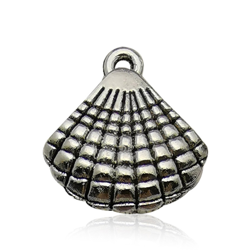 1 antique silver shell 14x15mm-11192/1G