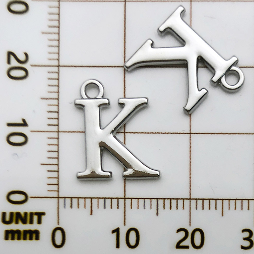 1 white k rack plated letter k-13x16mm-0.9g