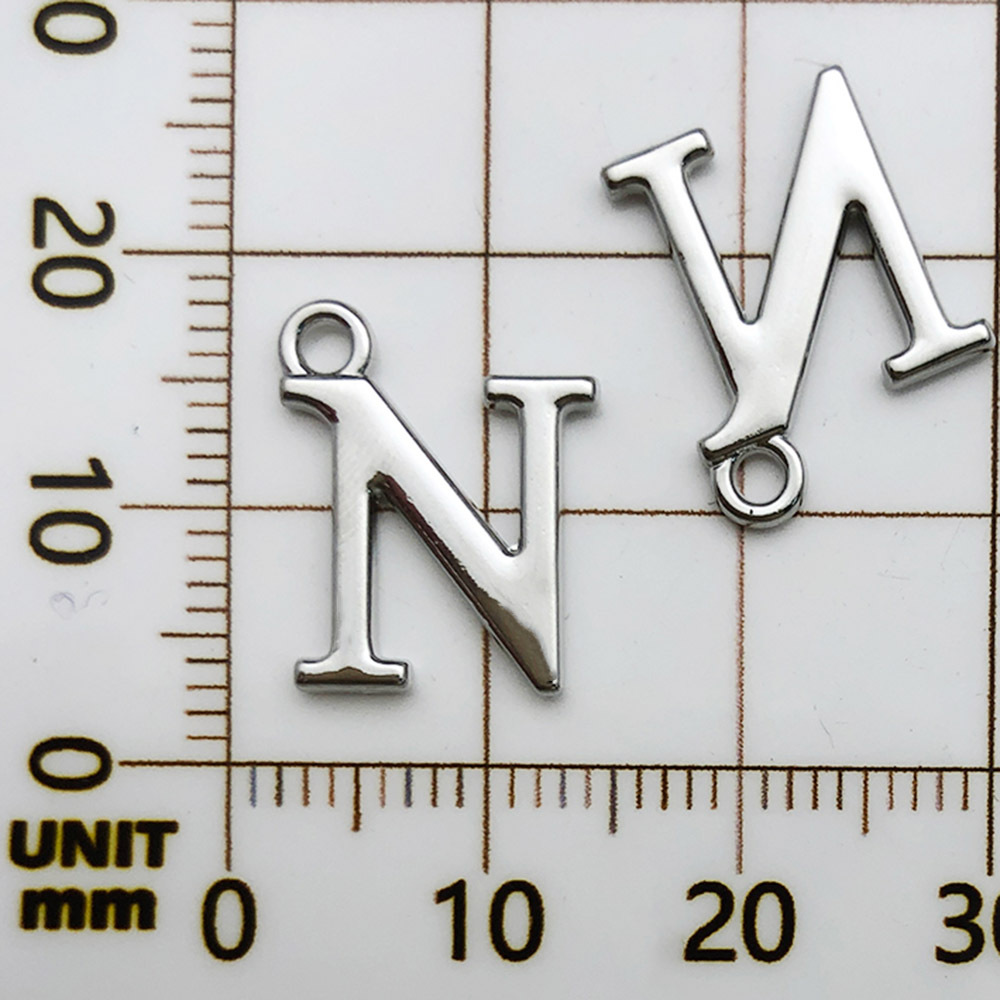 1 white k rack plated letter n-13x16mm-0.9g