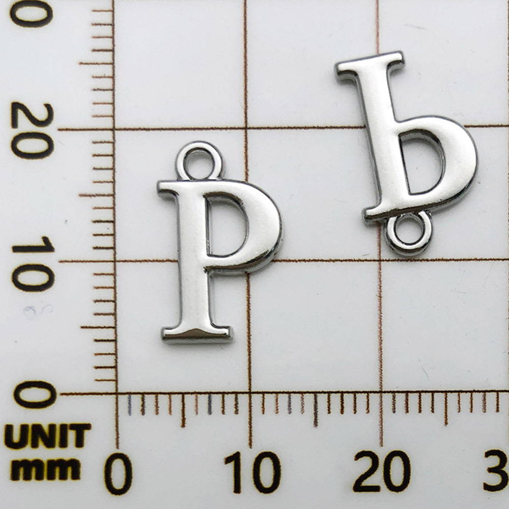 1 white k rack plated letter p-10x16mm-0.7g