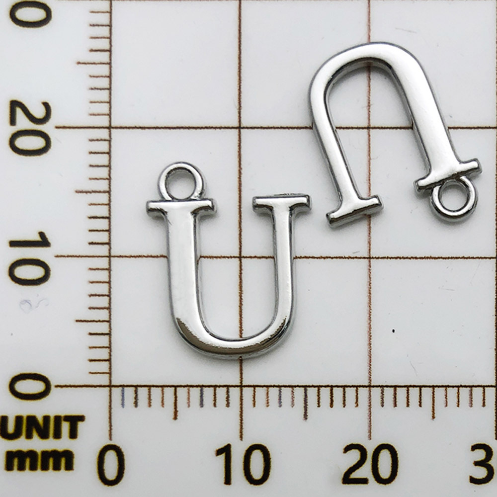 1 white k rack plated letter u-13x16mm-0.8g