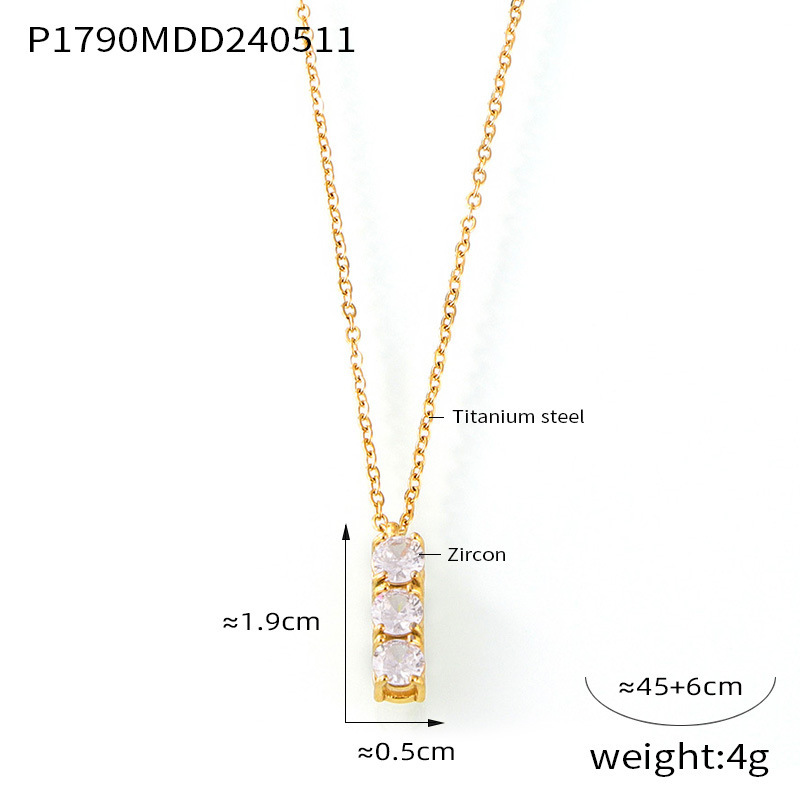 P1790-Gold White Zircon Necklace