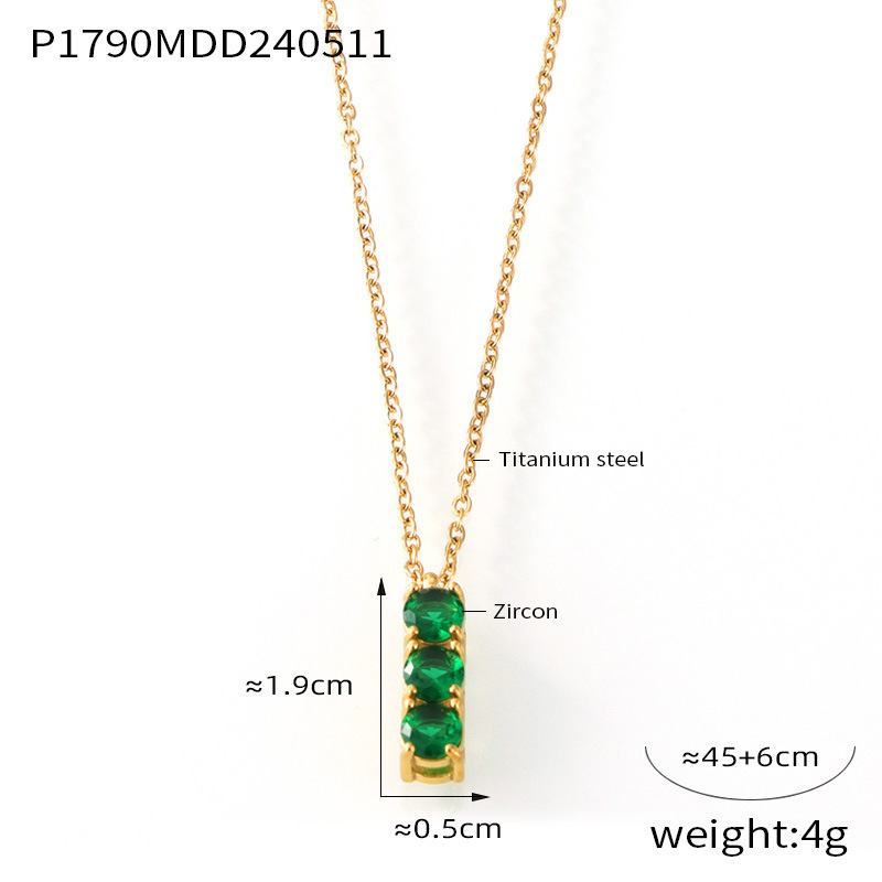 P1790-gold green zircon necklace