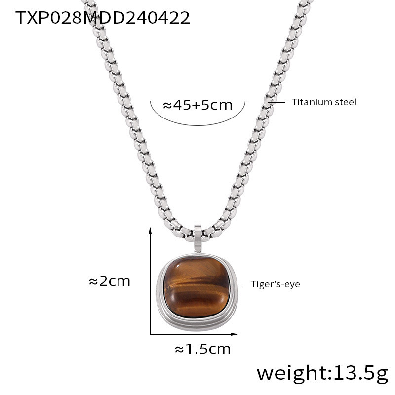 TXP028-Steel Tiger Eye Necklace