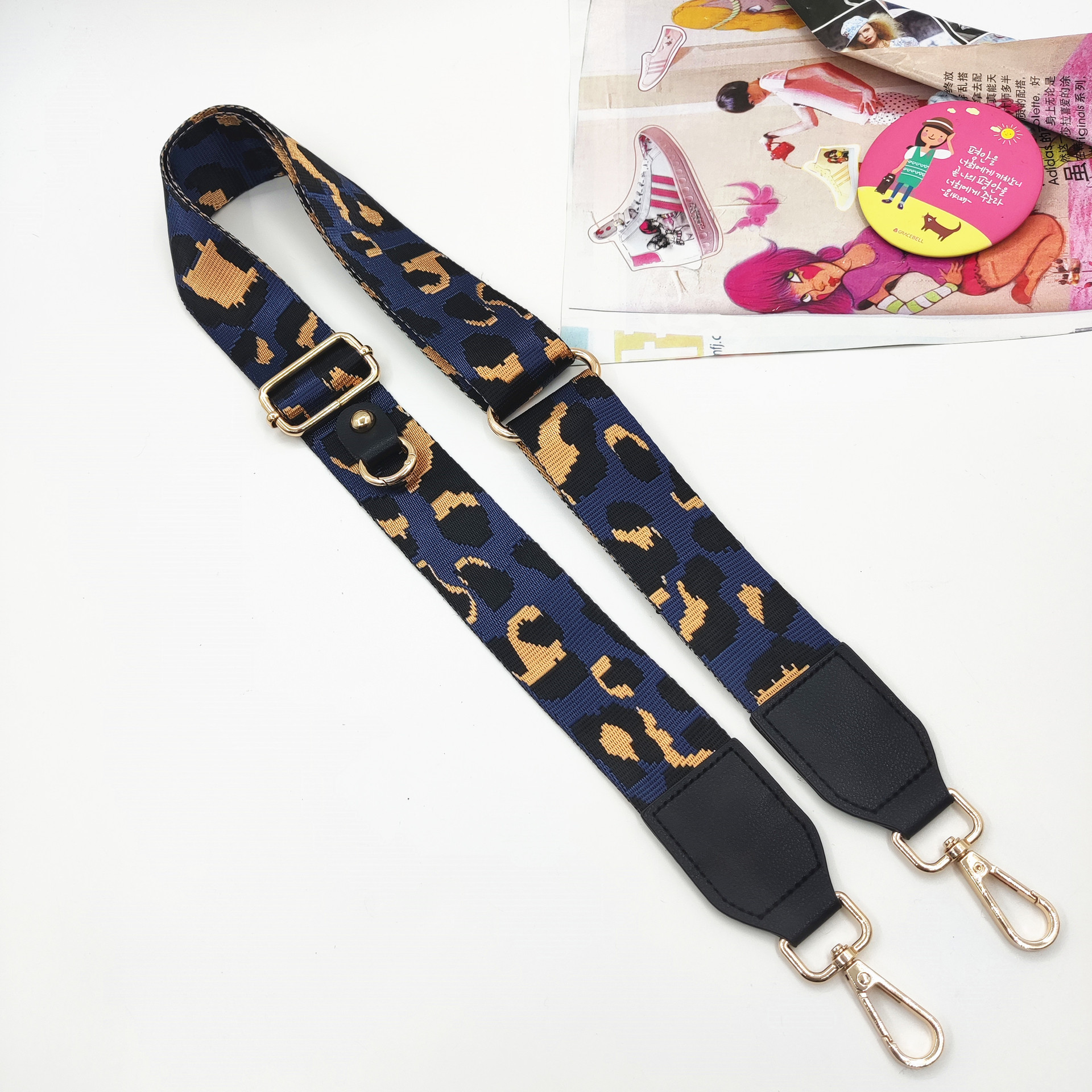 Dark blue leopard print straps