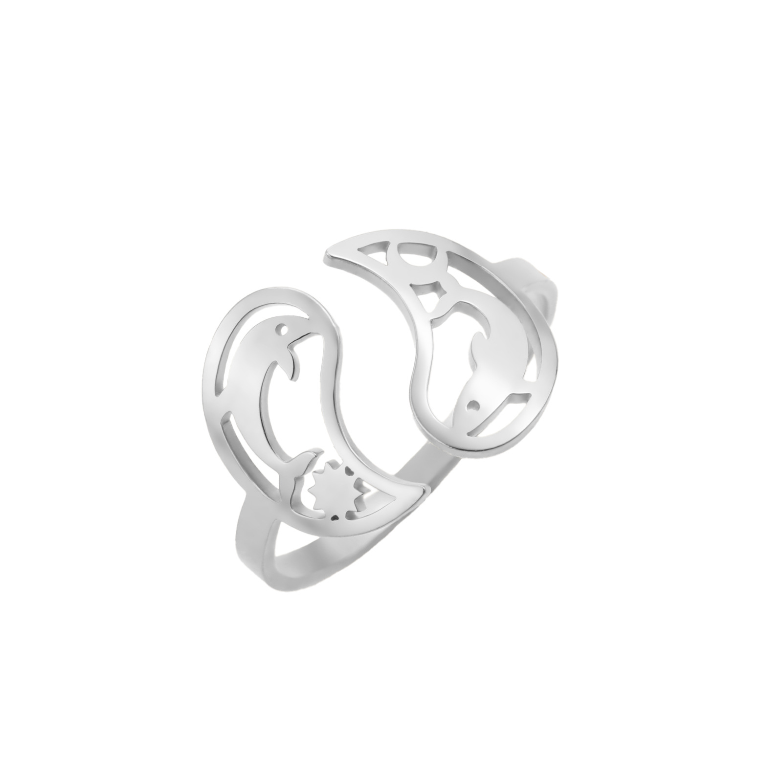 Whale open ring-steel color