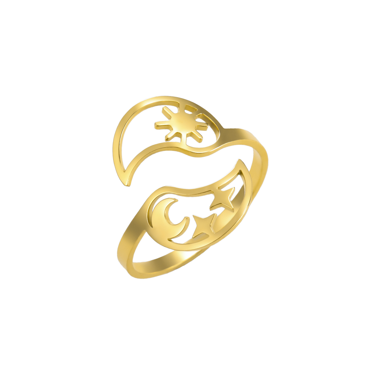 Sun and moon open ring-gold