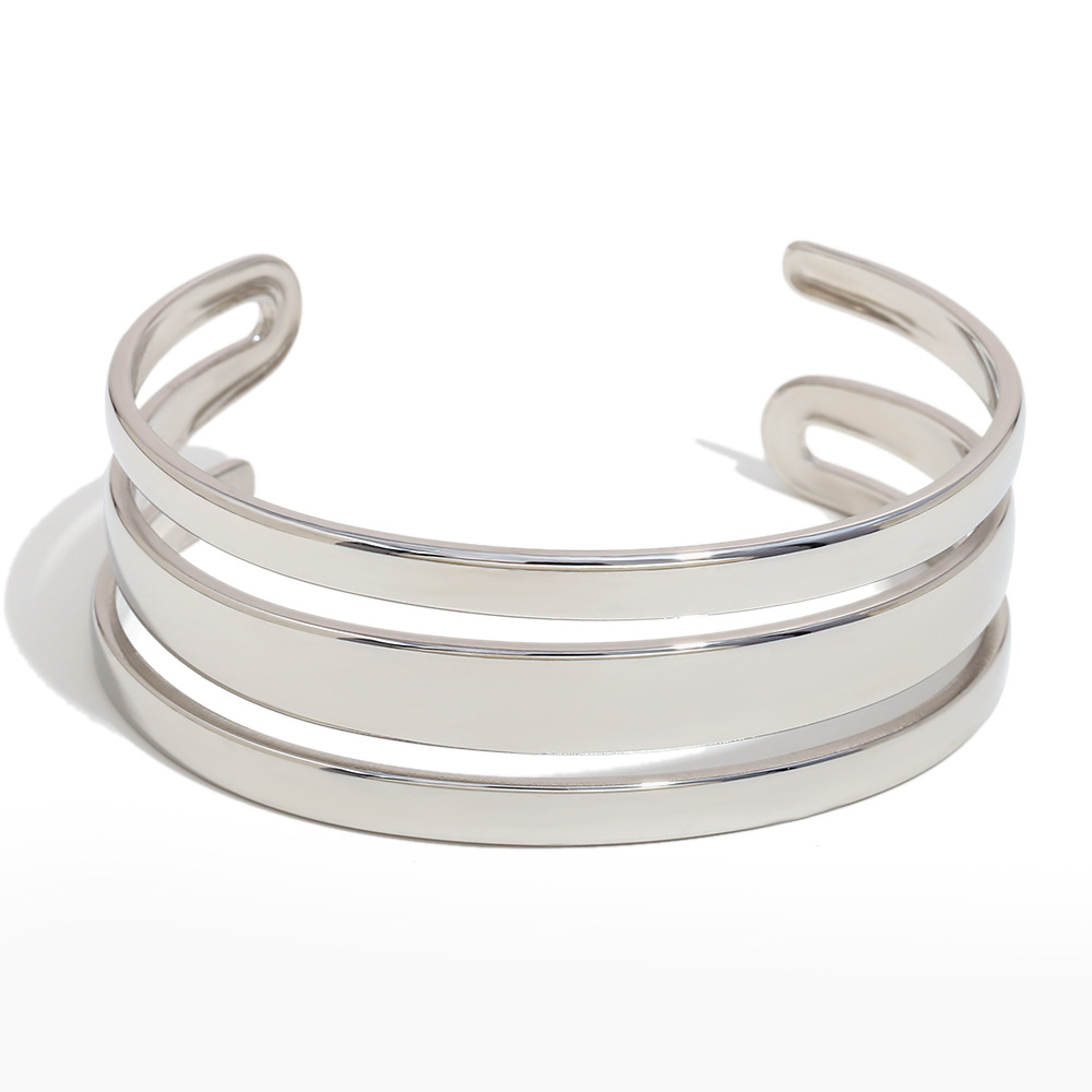 Double layer bracelet-steel color