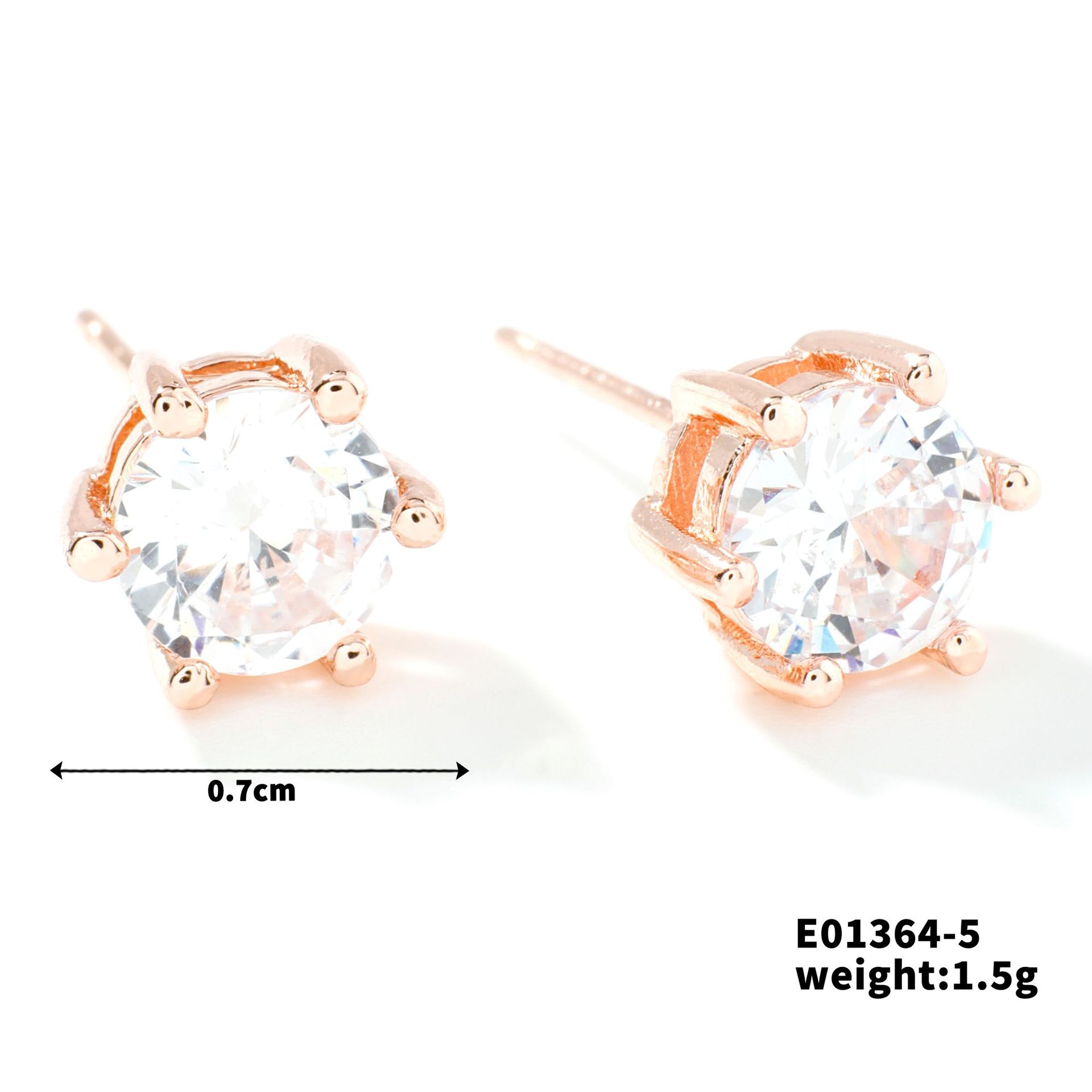 Rose gold white diamond-six claws 0.6