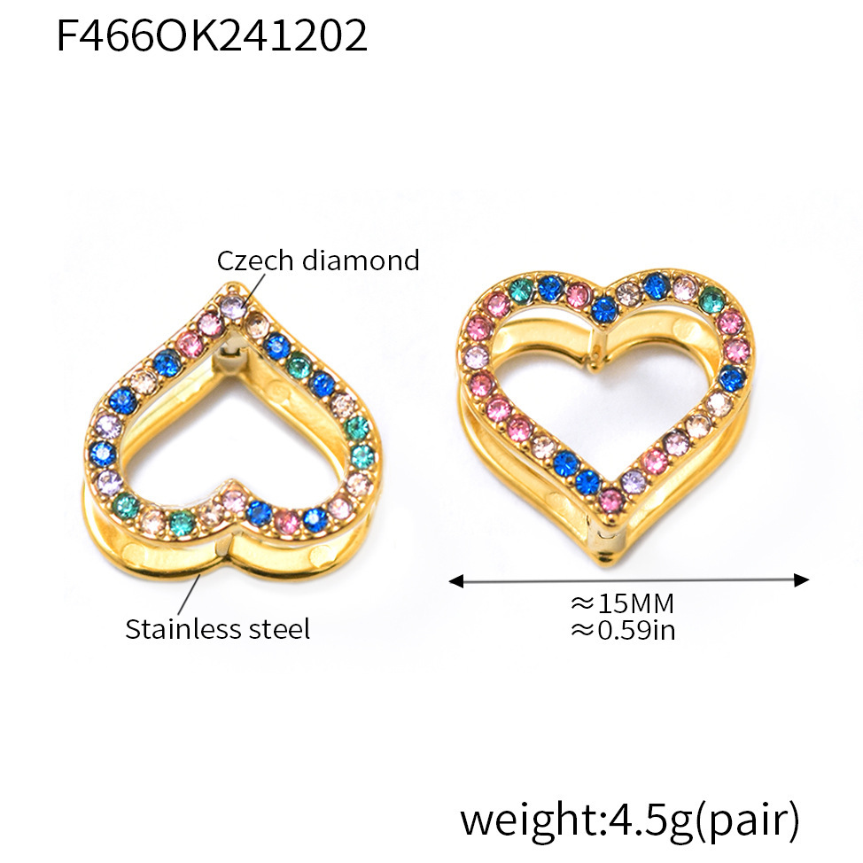 F466-golden love mixed color zircon earrings