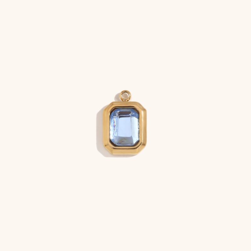 Square Glass Pendant March-Gold-Light Blue Diamond