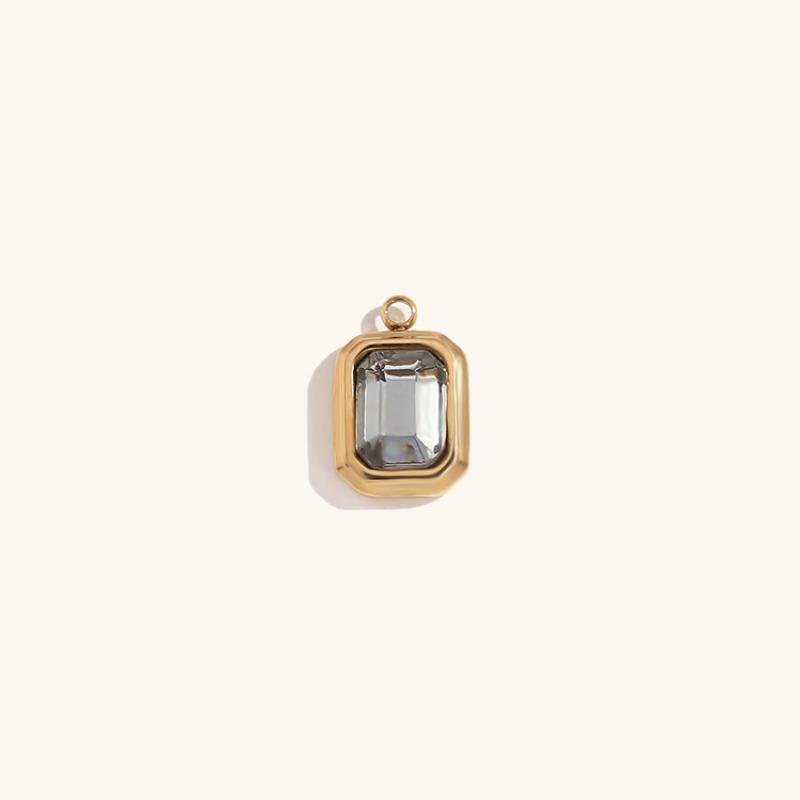 Square glass pendant June-gold-gray diamond