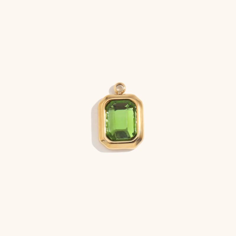 Square glass pendant August-gold-light green drill