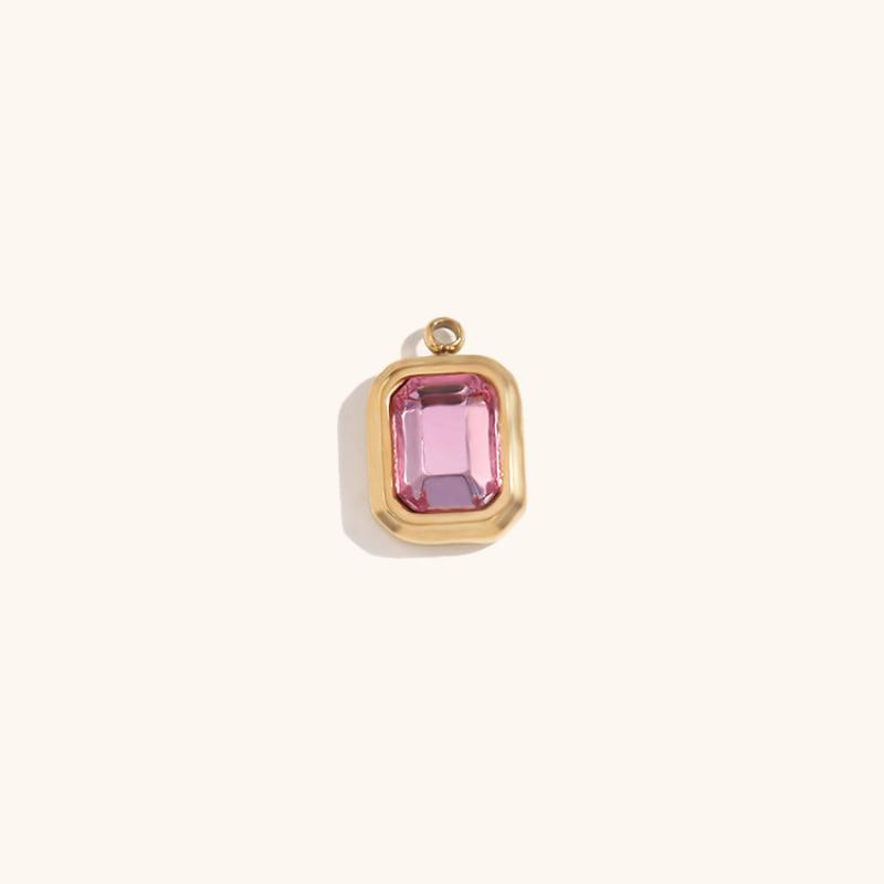 Square glass pendant October-gold-rose diamond