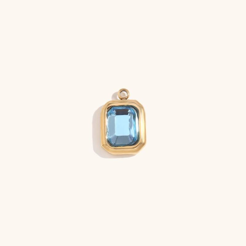 Square Glass Pendant December-Gold-Blue Diamond